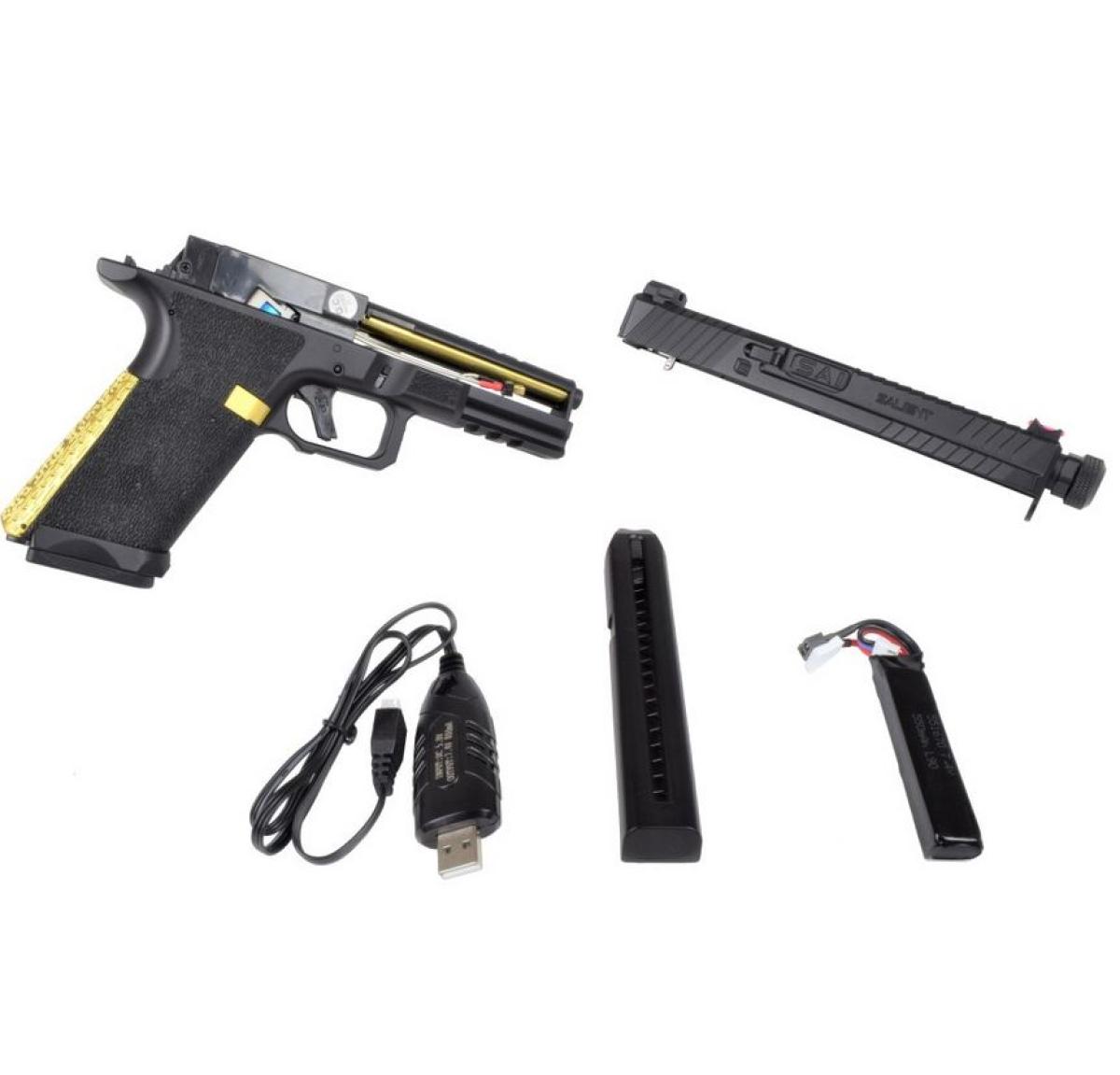 Cyma CM135 "SAI BLU" Black/Gold Pistole 0,5 Joule AEP